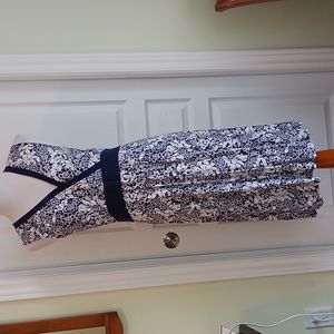 LL Bean Dress Sleeveless V-Neck Navy/White Size L